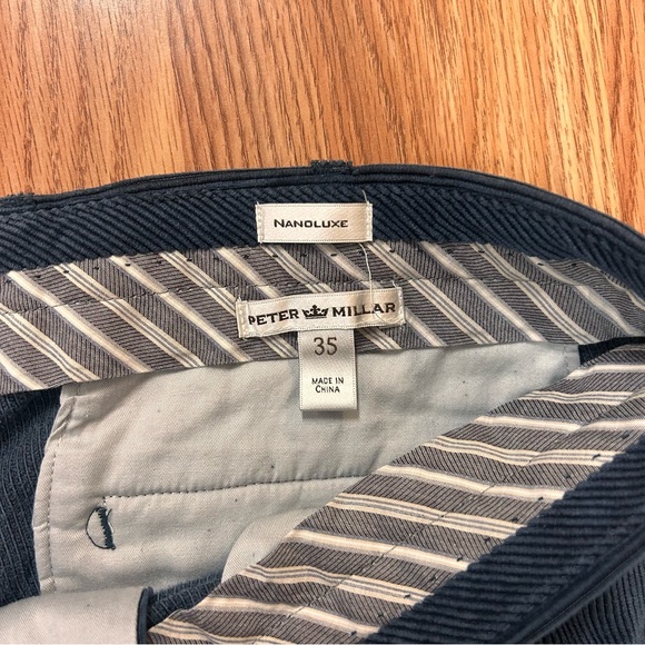 Peter Millar Men’s Corduroy Pants 35x29 Nanoluxe Navy Blue Chinos Straight - Picture 2 of 3